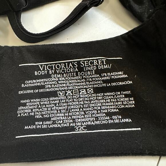 Victoria Secret Body by Victoria Lined Demi Bra Black 32C - Picture 4 of 4
